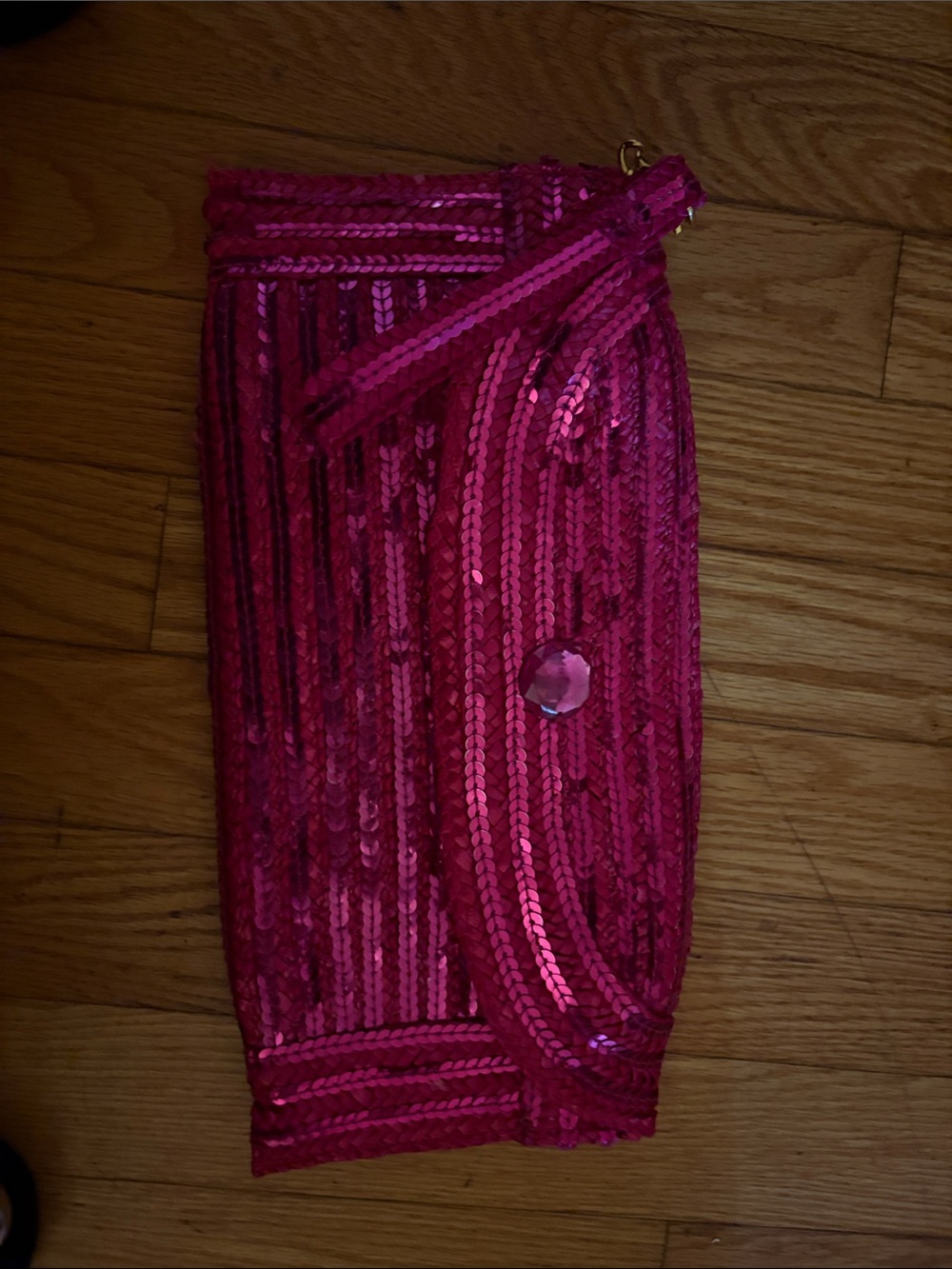 Pink Sequin Wristlet Clutch